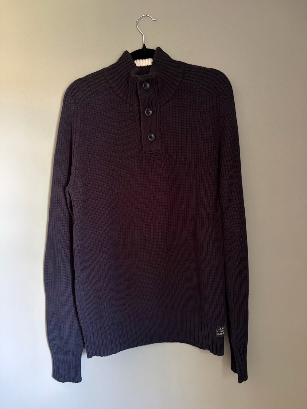 American Eagle Outfitters Vintage Y2K Sweater Navy Blue Medium Ribbed Knit VTG